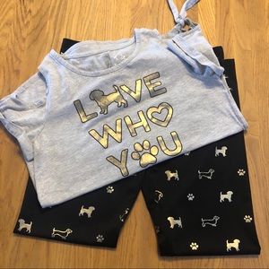 Justice girls outfit w/ top and leggings sz 18 EUC
